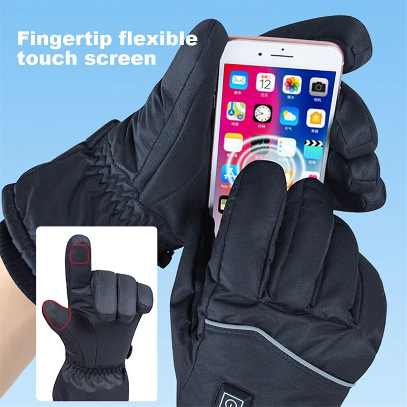(image for) TENGOO Winter Heated Gloves Motorcycle Waterproof Gloves Heated Heating Warm Work Gloves Thermal Heated Outdoors Cycling Ski Gloves Battery Heated Gloves